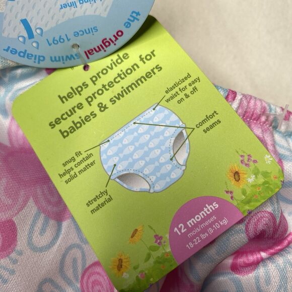 i play. by green sprouts Baby Girls Reusable Swim Diaper, Pink 12 MONTHS - Picture 3 of 4